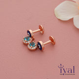 Turquoise Zircon Rose Gold Polish Silver Drops