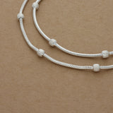 Simple Single Beads Silver Anklet