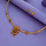 Traditional Goddess Lakshmi 925 Sterling Silver Necklace Set