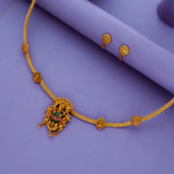 Traditional Goddess Lakshmi 925 Sterling Silver Necklace Set