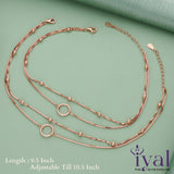 Hollow Circle Double Layer Rose Gold Polish Silver Anklet