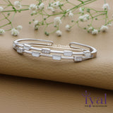 Geometry White Delight Silver Kada