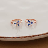 Sapphire Blue Daisy Silver Toe Ring with Rose Gold Polish