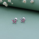 Butterfly Silver Stud with Secure Back(2+ Yrs)