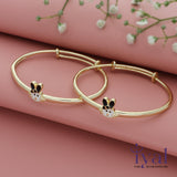 Precious Bunny Gold Polish Silver bangle for Kids(Pair)