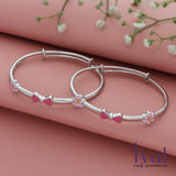 Sweet Bow Adjustable Silver bangle for Kids(Pair)