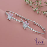 Cute Kitty Silver bangle for Kids(Pair)