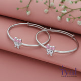 Cute Kitty Silver bangle for Kids(Pair)