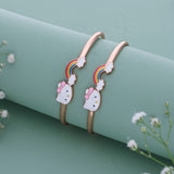 Rainbow HelloKitty 18k Rose Gold Polish Silver Kid Bangle(0 - 5Yr)