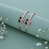 Twinkling Micky 18k Rose Gold Polish Silver Kid Bangle(0 - 5Yr)