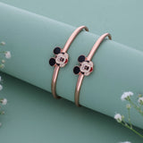 Twinkling Micky 18k Rose Gold Polish Silver Kid Bangle(0 - 5Yr)