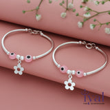 Precious Evil Eye Adjustable Silver bangle for Kids(3month - 1Yr)