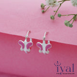 Cute Pink Butterfly Silver Hoop Earring(3+ Yrs)
