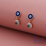 Turquoise Zircon Rose Gold Polish Silver Drops