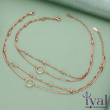 Hollow Circle Double Layer Rose Gold Polish Silver Anklet