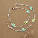 Adorable Elephant Silver Kid Anklet(Pair)