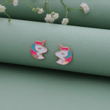 Unicorn Rose Gold Polish 925 Silver Stud for Kids & Teen(5+ Yrs)