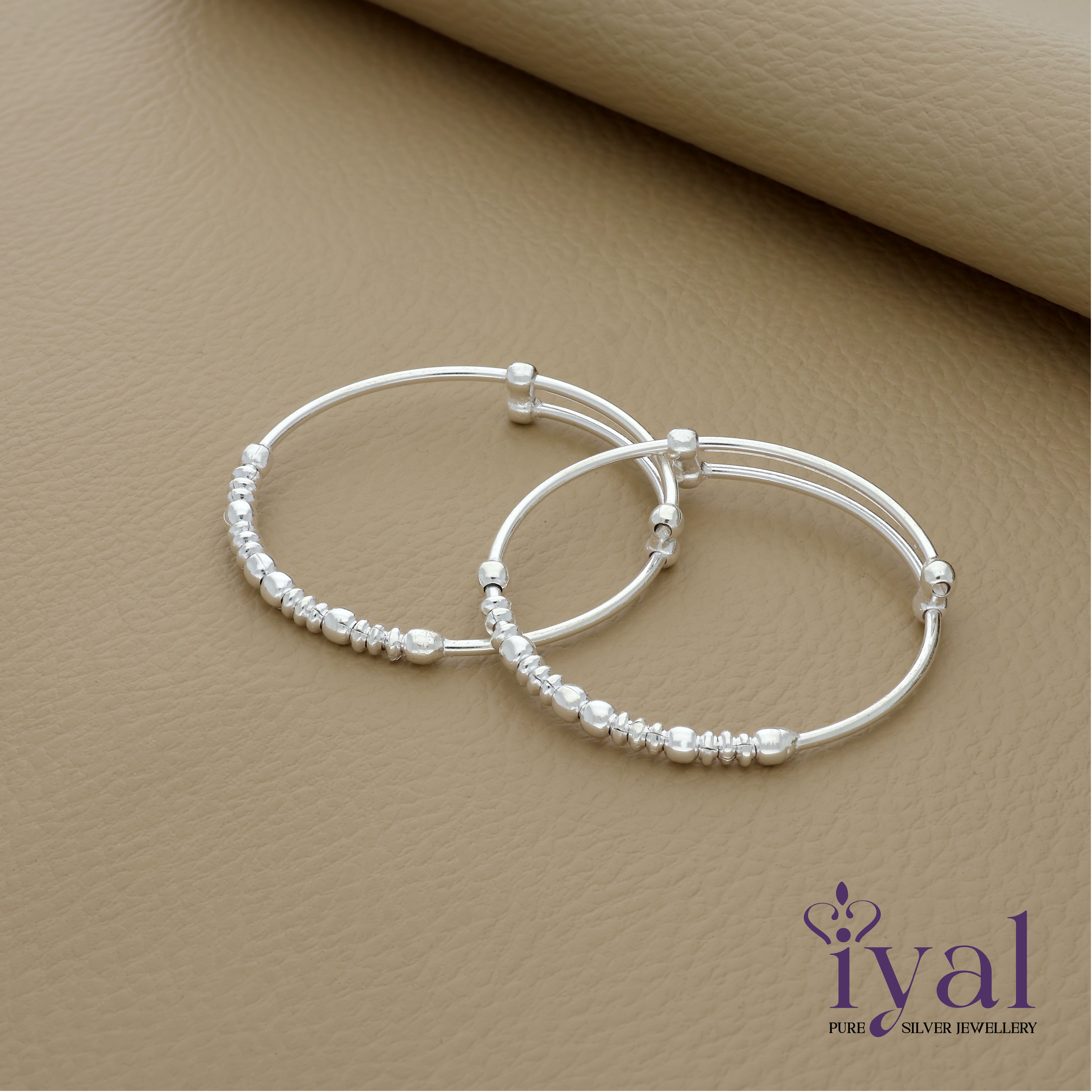 pure silver adjustable bangle without any charm for kids from zero to four years of age