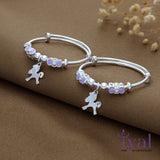 Unicorn Charm Purple Bow Silver Kada for Kids