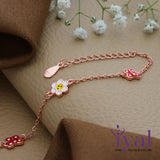 Butterfly Flower Rose Gold Polish 925 Silver Bracelet(1-5Yrs)