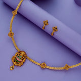 Antique Goddess Lakshmi 925 Sterling Silver Traditional Temple Necklace Set