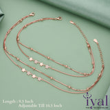 Multi Star Double Layer Rose Gold Polish Silver Anklet