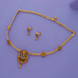 Antique Goddess Lakshmi 925 Sterling Silver Traditional Temple Necklace Set
