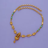 Green Lotus Lakshmi 925 Gold Polish Silver Necklace