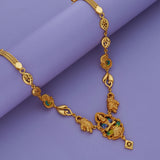 Lakshmi Peacock Charm Temple 925 Silver Gold Polish Necklace