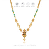 Green Lotus Lakshmi 925 Gold Polish Silver Necklace