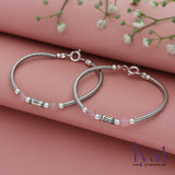Delightful Oxidized Evil Eye Adjustable Silver bangle for Kids(6months - 1.5Yrs)