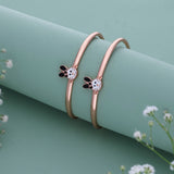 Cute Rabbit 18k Rose Gold Polish Silver Kid Bangle(0 - 5Yr)