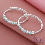 Cute Leaf Silver Bangle for Kids(Pair)