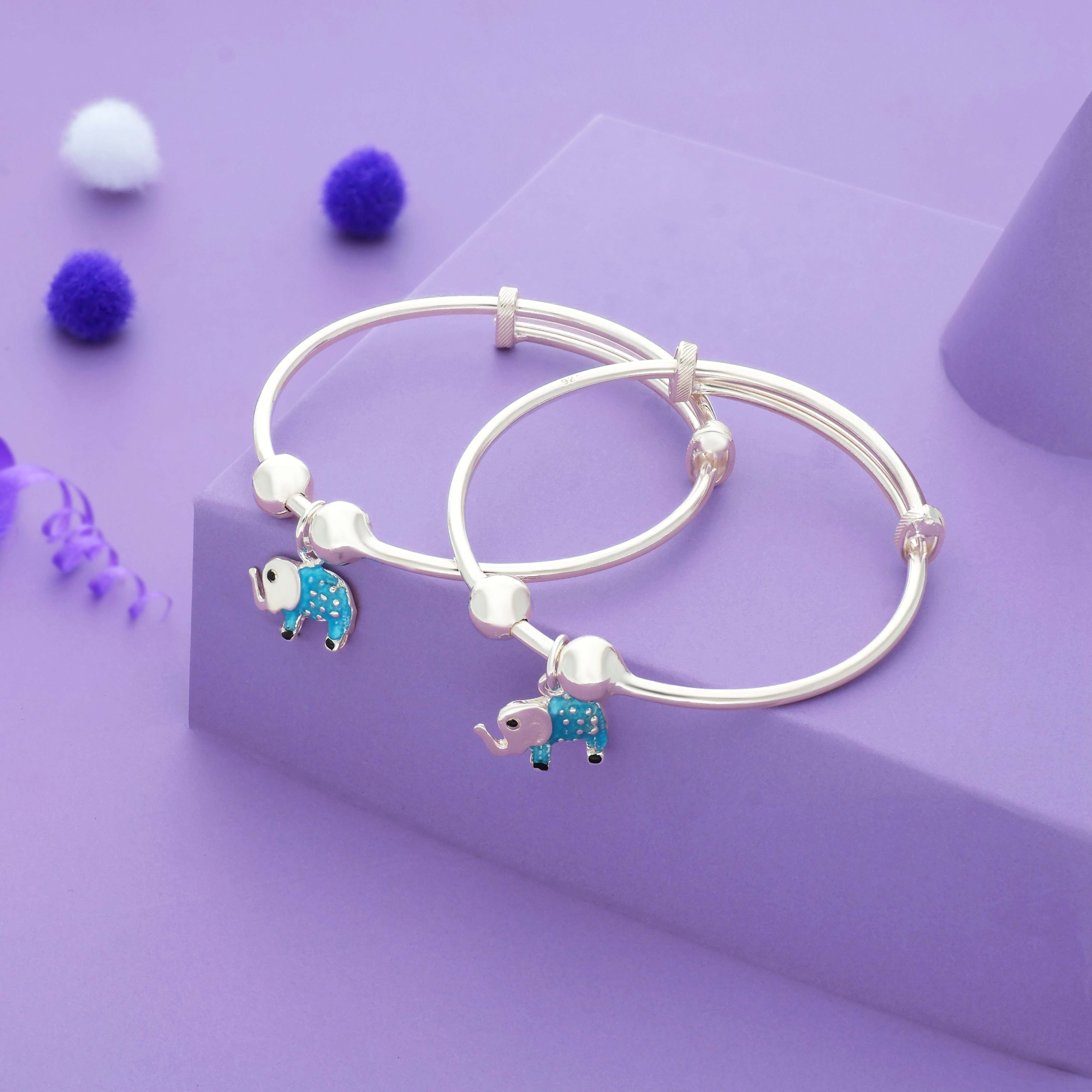 BlueTusker 925 Silver Kid Bangles (0-5 Yrs)