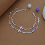 Pretty Blue Bow Silver Anklet(3-5 Yrs)