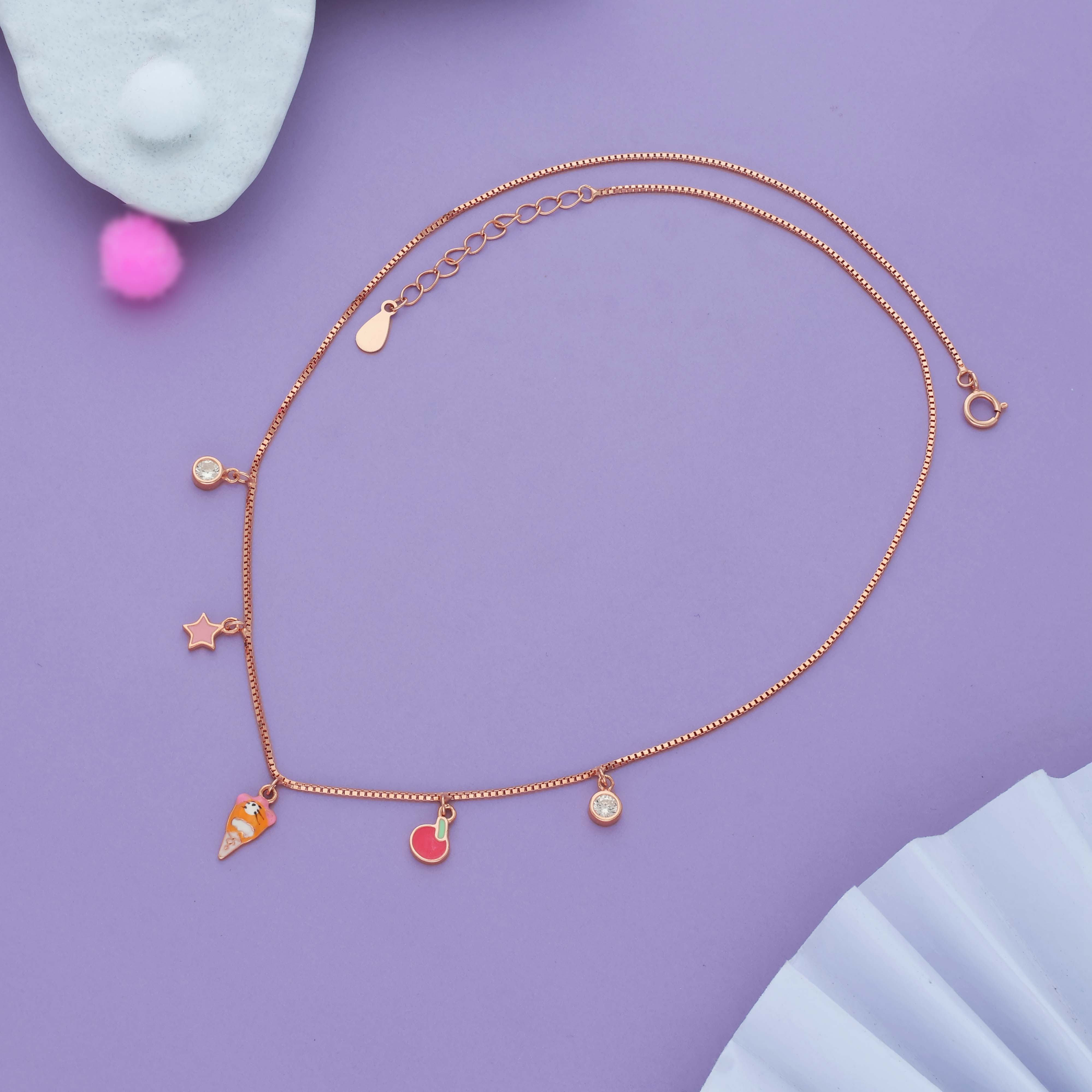 Shiny Star Rose Gold Polish 925 Silver Kids Pendant (3+ Years)