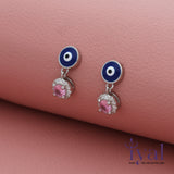 Pink Zircon Evil Eye Silver Drop Earring