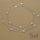 Daisy Flower Zircon Silver Anklet