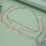 Multi Star Double Layer Rose Gold Polish Silver Anklet