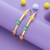 Butterfly Garden 18K Gold Polish Silver Kid Bangle (0–5 Yr)