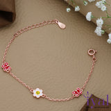 Butterfly Flower Rose Gold Polish 925 Silver Bracelet(1-5Yrs)