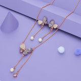 Angelwing Pearl Pendant Set Rose Gold Silver Necklace With Earrings | 925 Hallmark | Trendy Silver Necklace | Valentine’s Day Gift for Her