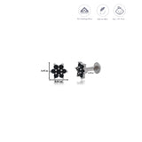 Black Floral Crystal 925 Silver Stud for Kids & Teen(10+ Yrs)