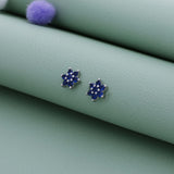 Blue Floral Crystal 925 Silver Stud Earring