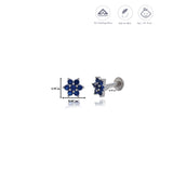 Blue Floral Crystal 925 Silver Stud Earring