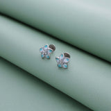 Blue Flower Butterfly 925 Silver Stud Earring