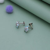 Blue Flower Butterfly 925 Silver Stud Earring