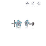 Blue Flower Butterfly 925 Silver Stud Earring