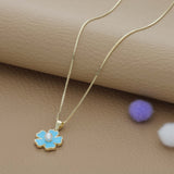 Blue Jasmine Flower Gold Polish Silver Kids Pendant (3+ Years) | 925 Hallmark | Occasional Wear Gift