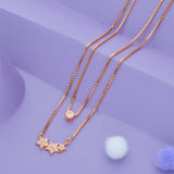 Celestial Spark Charm Silver Necklace | 925 Hallmark | Rose Gold Polish | Ideal Valentine’s Day Gift for Women
